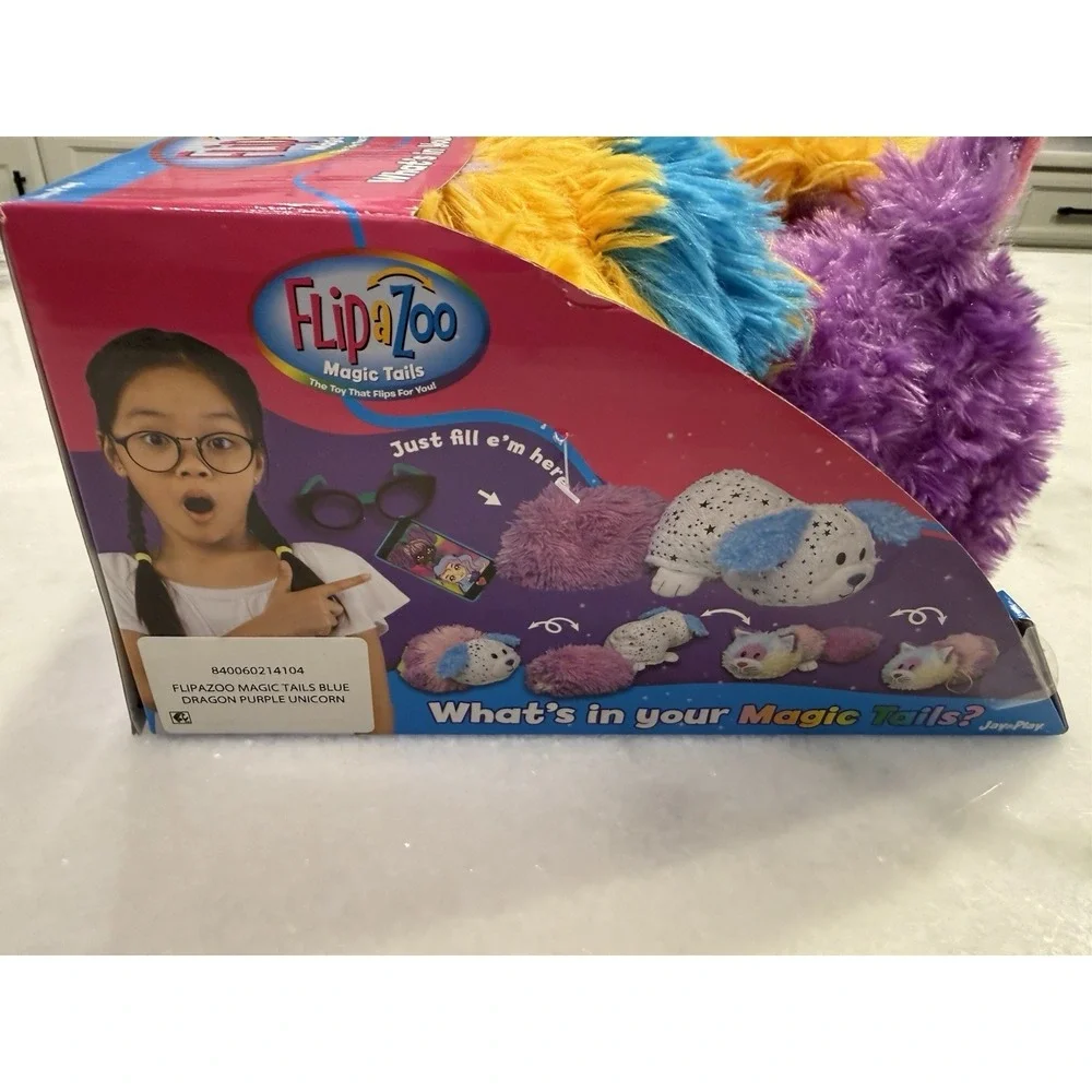New‎ FlipaZoo Magic Tails 2-in-1 Animal Plush Flippable Purple Unicorn To Dragon